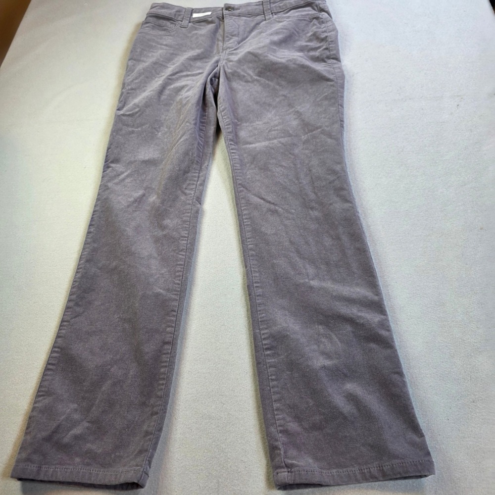St Johns Bay Womens Straight Leg Corduroy Pants Gray Size 12 Faded